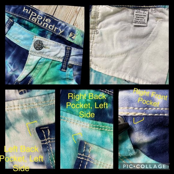Hippie Laundry Juniors 7 Blue Green White Tie Dye Distressed Fringe Hem Shorts - Picture 12 of 12